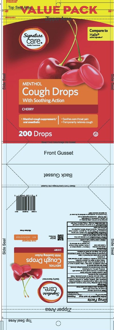 Signature Care Cherry 200ct Cough Drops (Signature Care Cherry 200ct 502722 4 15 2020)